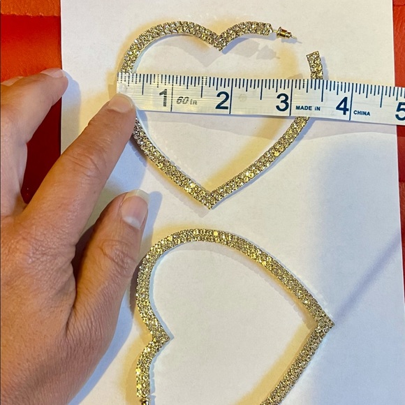 Big Heart Crystal Hoop Earrings - Picture 5 of 10